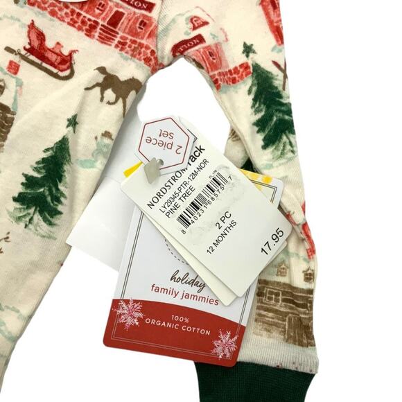 Burts Bees Baby Organic Cotton Pine Tree Holiday Print Pajama Top 12 Month NWT - Picture 2 of 4